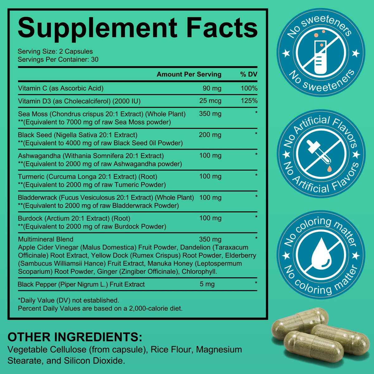 LTQXGT Ashwagandha Complément Alimentaire 60 Capsules vue arrière