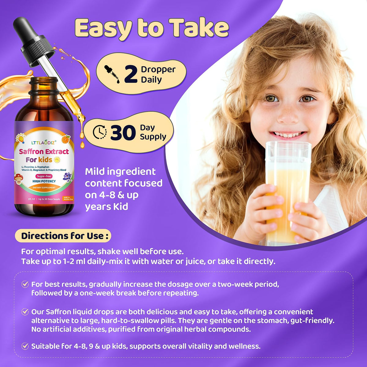 LTTLAODIZ Complément Alimentaire Saffron 60ml, avec fruits