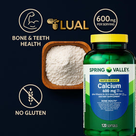 LUAL Calcium 600 mg Vitamine D3 gélules arrière avec ingrédients