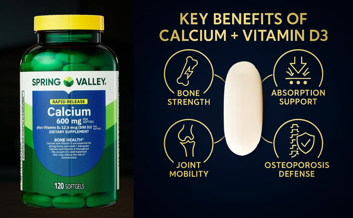 LUAL Calcium 600 mg Vitamine D3 gélules sur une surface en bois