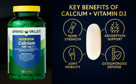 LUAL Calcium 600 mg Vitamine D3 gélules sur une surface en bois
