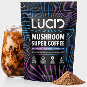 Lucid Café de Champignons Bio 272g vue avant avec emballage