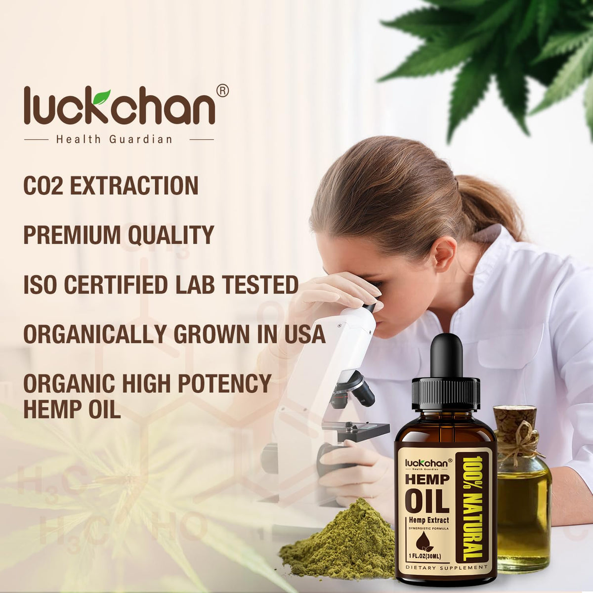 LUCKCHAN Huile de Chanvre 250ml près d'aliments sains