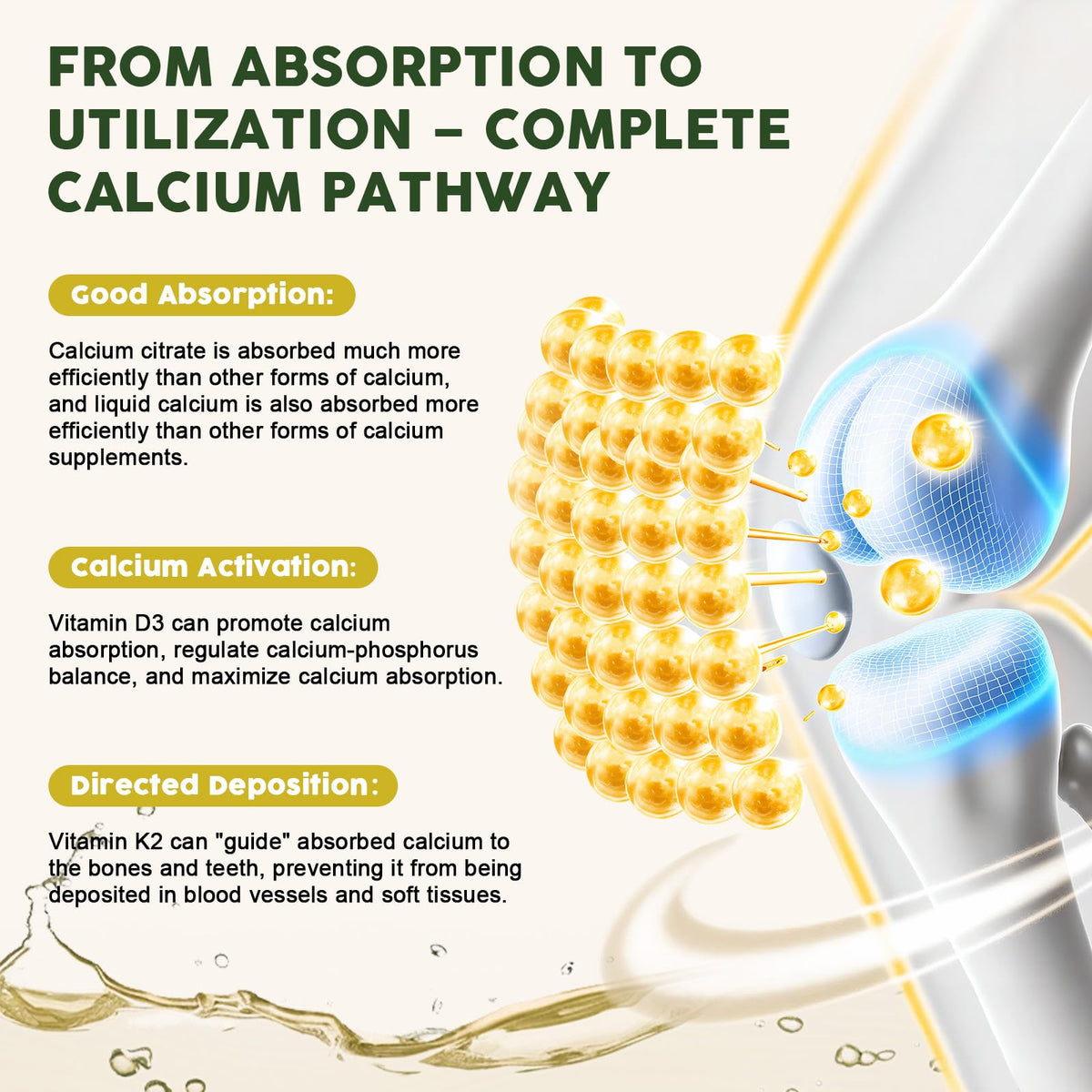 LUCNVEM Calcium Citrate Liquide 1200 mg bouteille avec arôme d'ananas