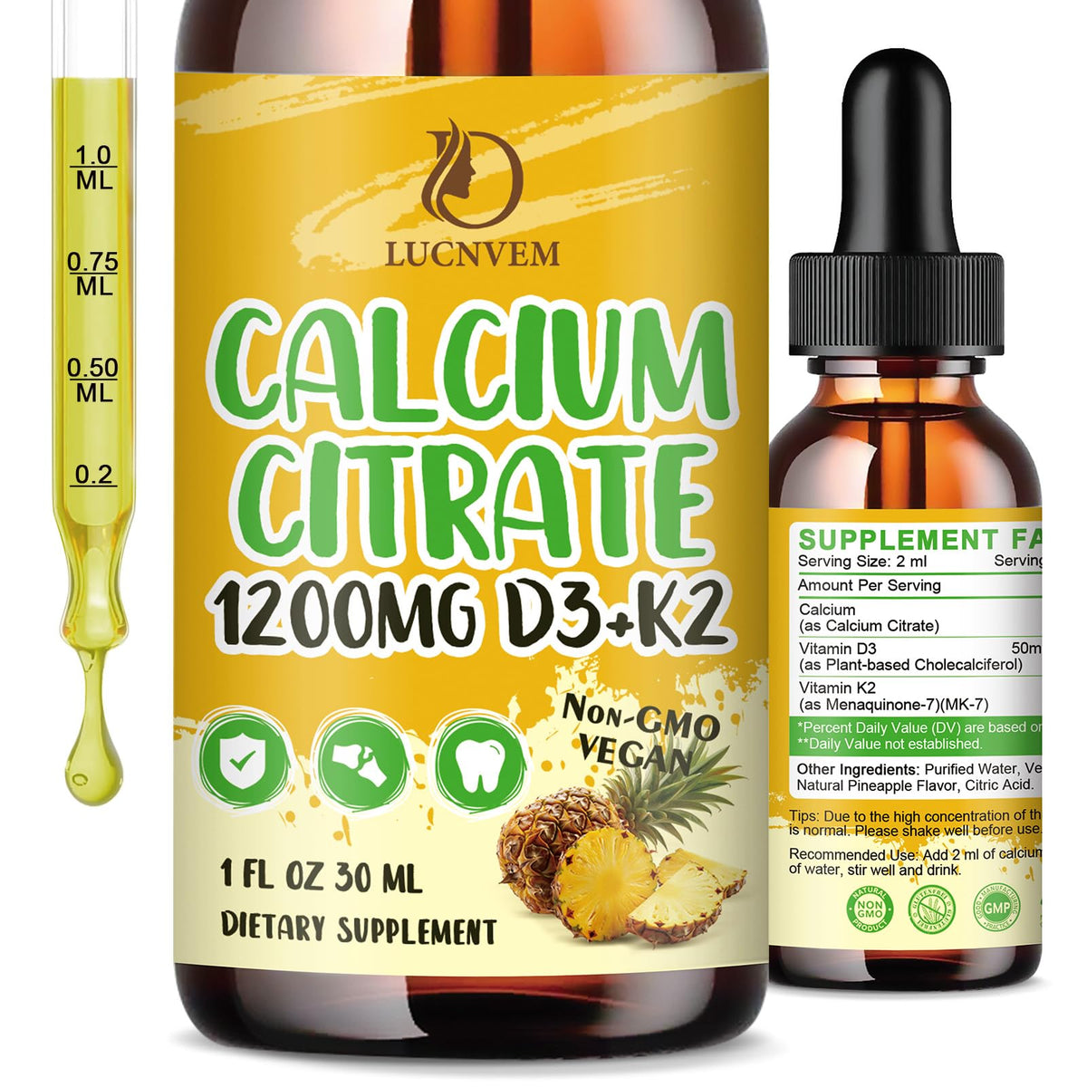 LUCNVEM Calcium Citrate Liquide 1200 mg bouteille vue de face