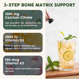 LUCNVEM Calcium Citrate Liquide 1200 mg dosage de 2 ml dans un verre