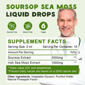 LUCNVEM Graviola Bio avec mousse de mer sur un fond blanc