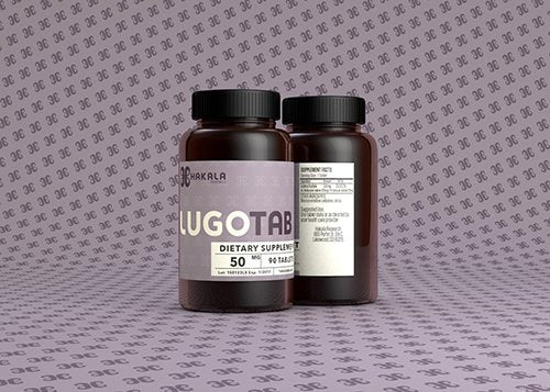LugoTab 50 mg comprimés vue de face avec étiquette en couleur brune