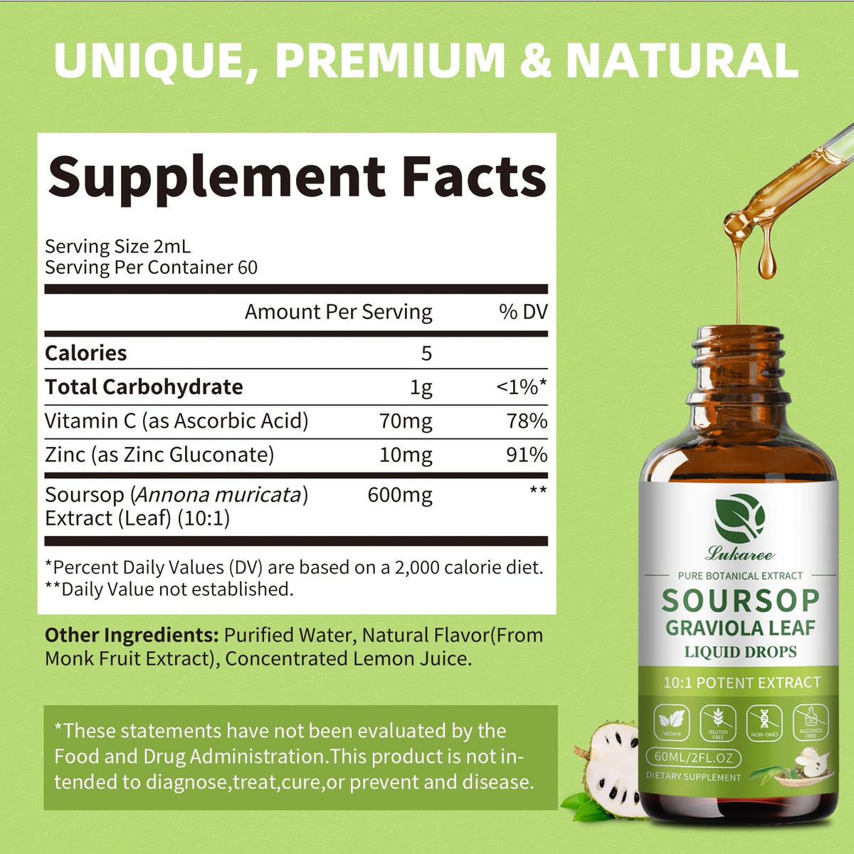 Lukaree Extrait de Feuilles de Graviola 290g - en milieu naturel