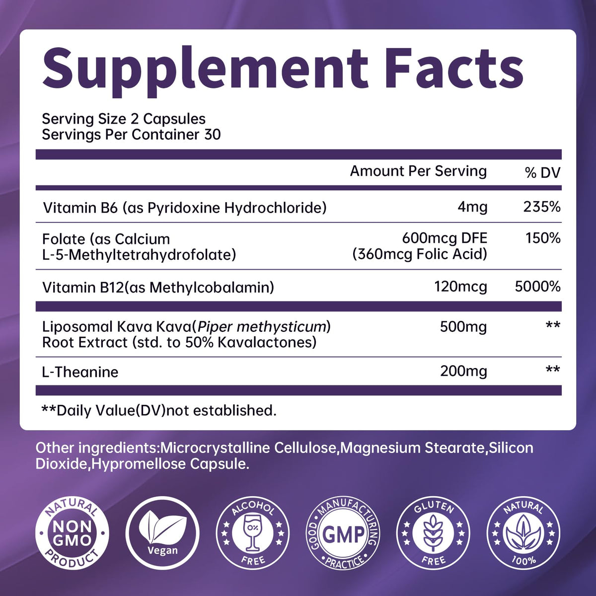 Lukaree Extrait de Racine de Kava Kava Liposomal 60 Capsules sur fond blanc
