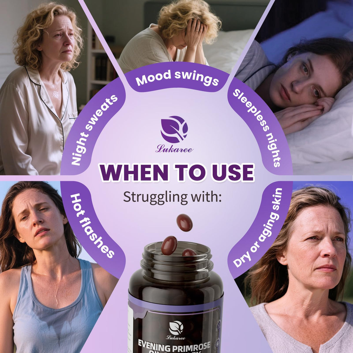 Lukaree huile de onagre 1000mg capsules sur une table