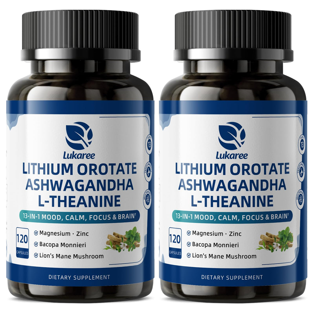 Lukaree Lithium Orotate 5/10mg 120 capsules face avant
