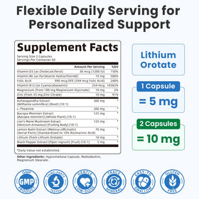 Lukaree Lithium Orotate 5/10mg côté avec détails des ingrédients