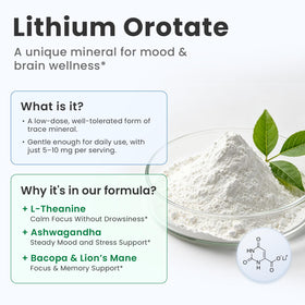 Lukaree Lithium Orotate 5/10mg flacon ouvert avec capsules visibles