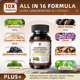Lukaree Nettoyage de Noix Noires et Absinthe 1200mg capsules sur une surface
