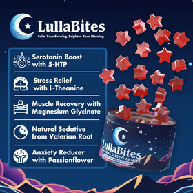 LullaBites gummies de sommeil open pack avec gummies