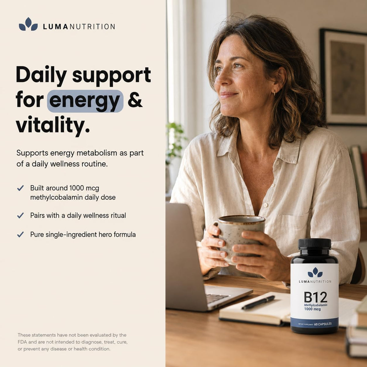 Luma Nutrition B12 1000 mcg étiquette du produit
