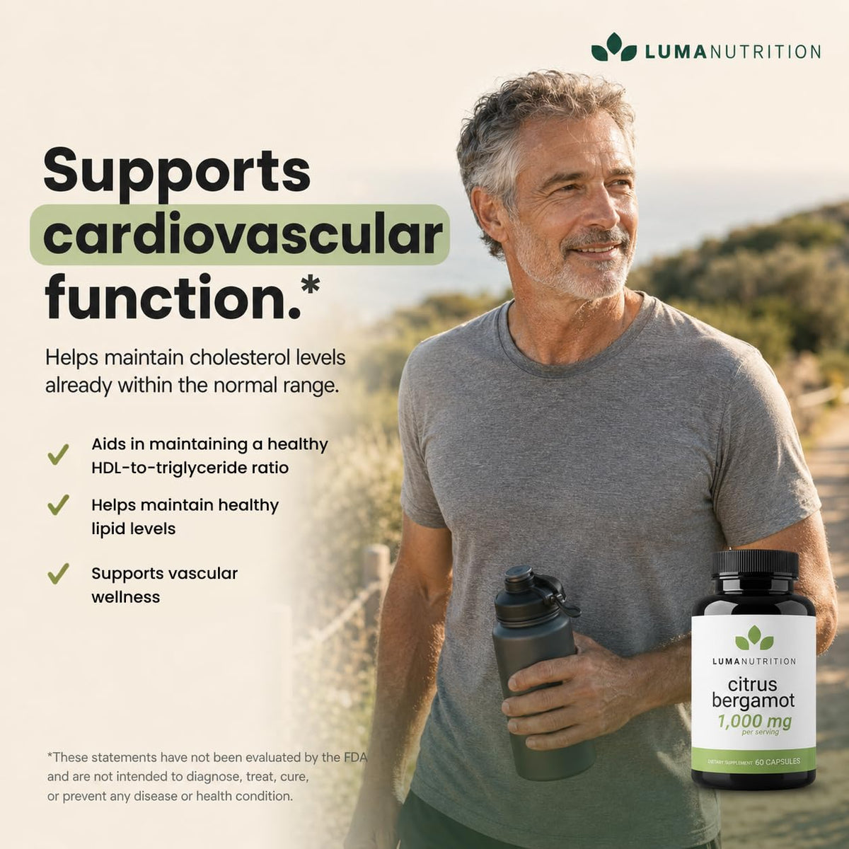 Luma Nutrition Citrus Bergamot 1000mg capsules sur une surface