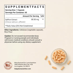 Luma Nutrition Complément Saffran 60 Capsules - vue arrière