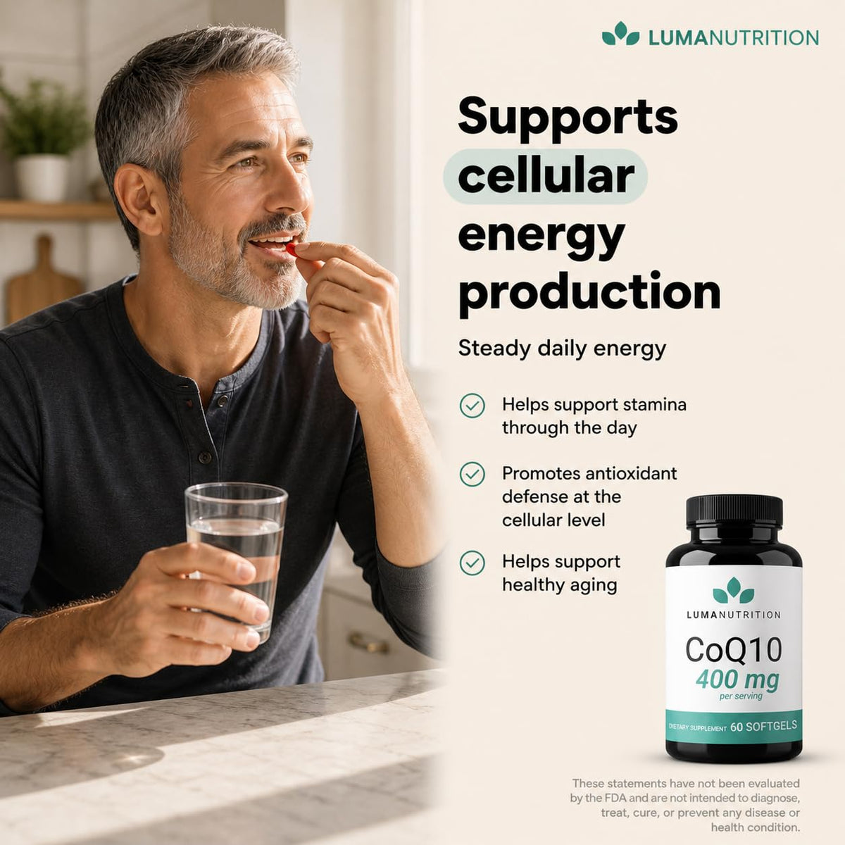 Luma Nutrition CoQ10 400mg en contexte de vie quotidienne