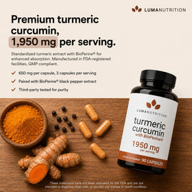 Luma Nutrition Curcuma capsules avec étiquette claire