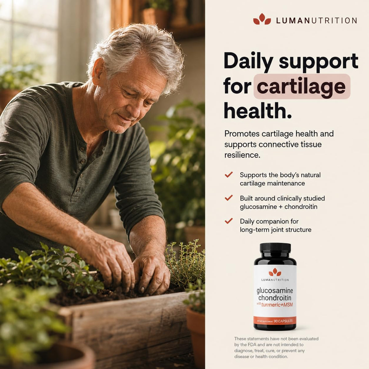 Luma Nutrition Glucosamine Chondroitin MSM 90 capsules côté droit