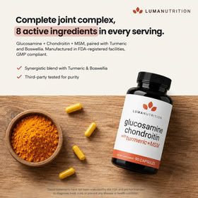 Luma Nutrition Glucosamine Chondroitin MSM capsules dans un environnement de vie