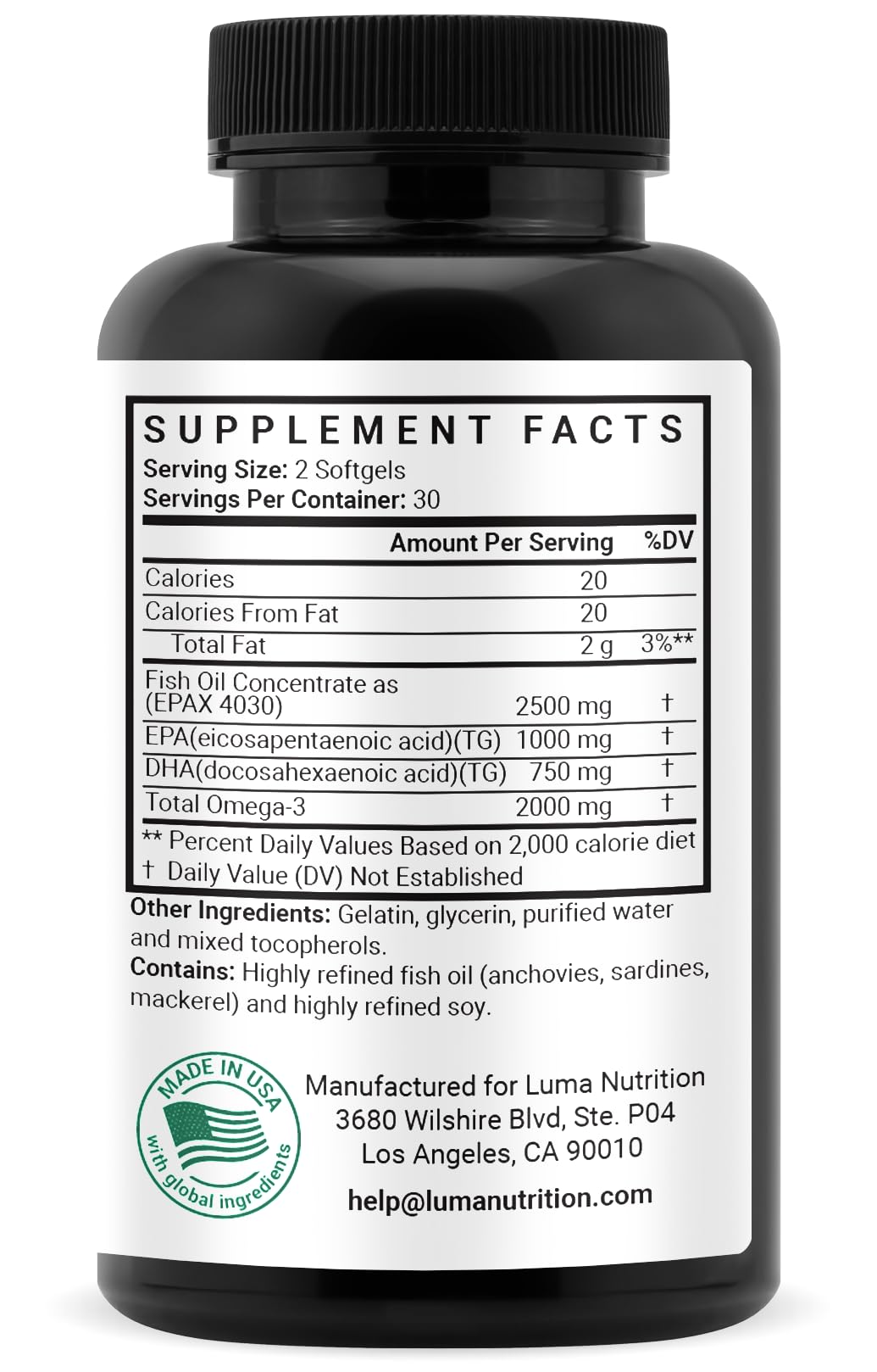 Luma Nutrition Omega 3 avec fruits frais et légumes