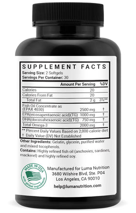 Luma Nutrition Omega 3 avec fruits frais et légumes