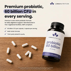 Luma Nutrition Probiotiques flacon ouvert avec capsules