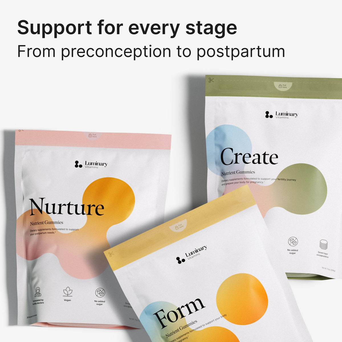 Luminary Vitamins Create pour Femmes, ingrédients listés sur l'emballage