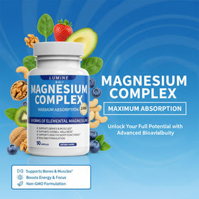 LUMINE Complément Alimentaire Magnésium 1000mg 90 Capsules avec étiquette