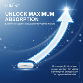 LUMINE Complément Alimentaire Magnésium 1000mg 90 Capsules sur fond blanc