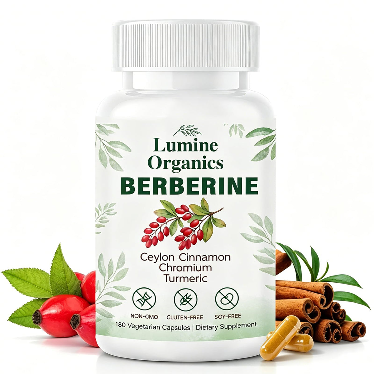 Lumine Organics Berberine 4-en-1 180 capsules vue avant