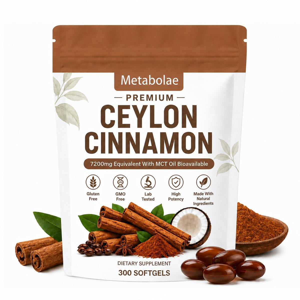 Lumine Organics Ceylon Cinnamon 300 Softgels vue avant du flacon