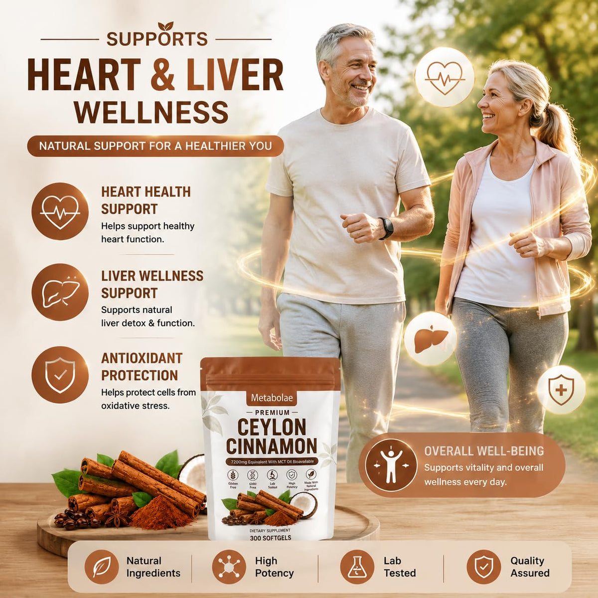 Lumine Organics Ceylon Cinnamon gélules sur fond blanc