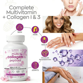 Lumine Organics Collagène vue de côté montrant la taille des capsules