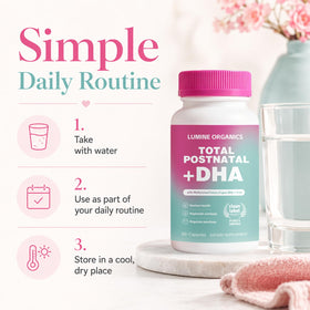 Lumine Organics Postnatal capsules en main