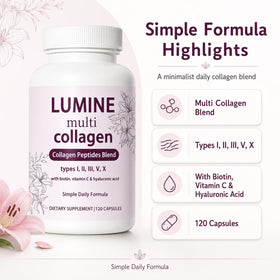 LUMINE Peptides de Collagène bouteille ouverte avec capsules