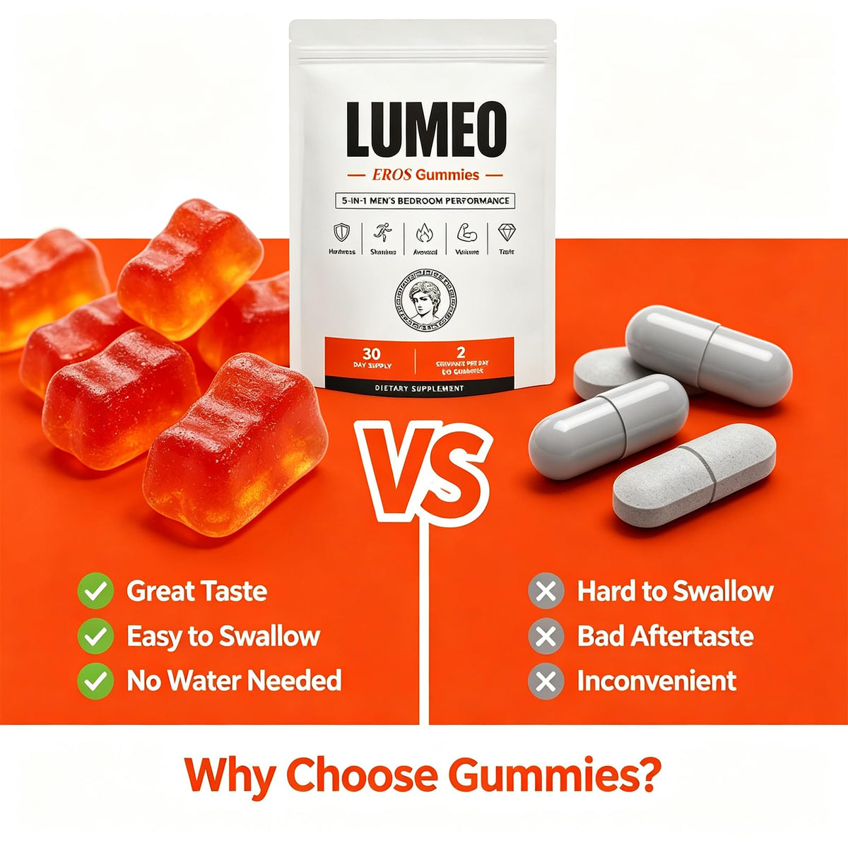 Lumvelle Health Lumeo Eros Gummies sur une table en bois