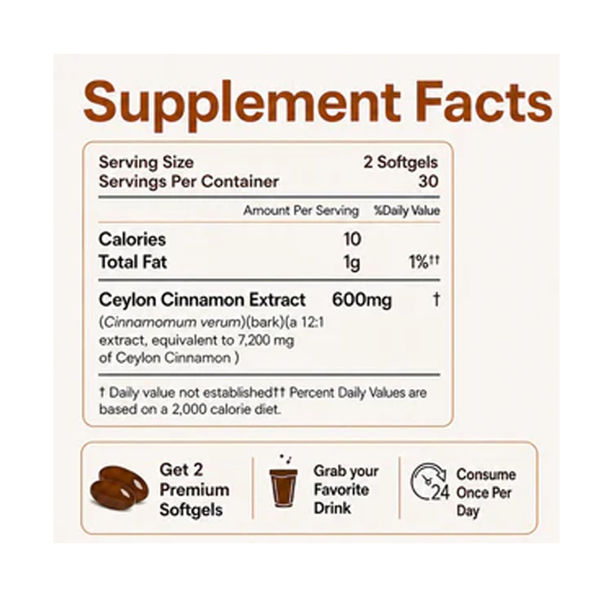 Lumvelle Organics Gélules de Cannelle de Ceylan 300 Softgels, packaging sur une table