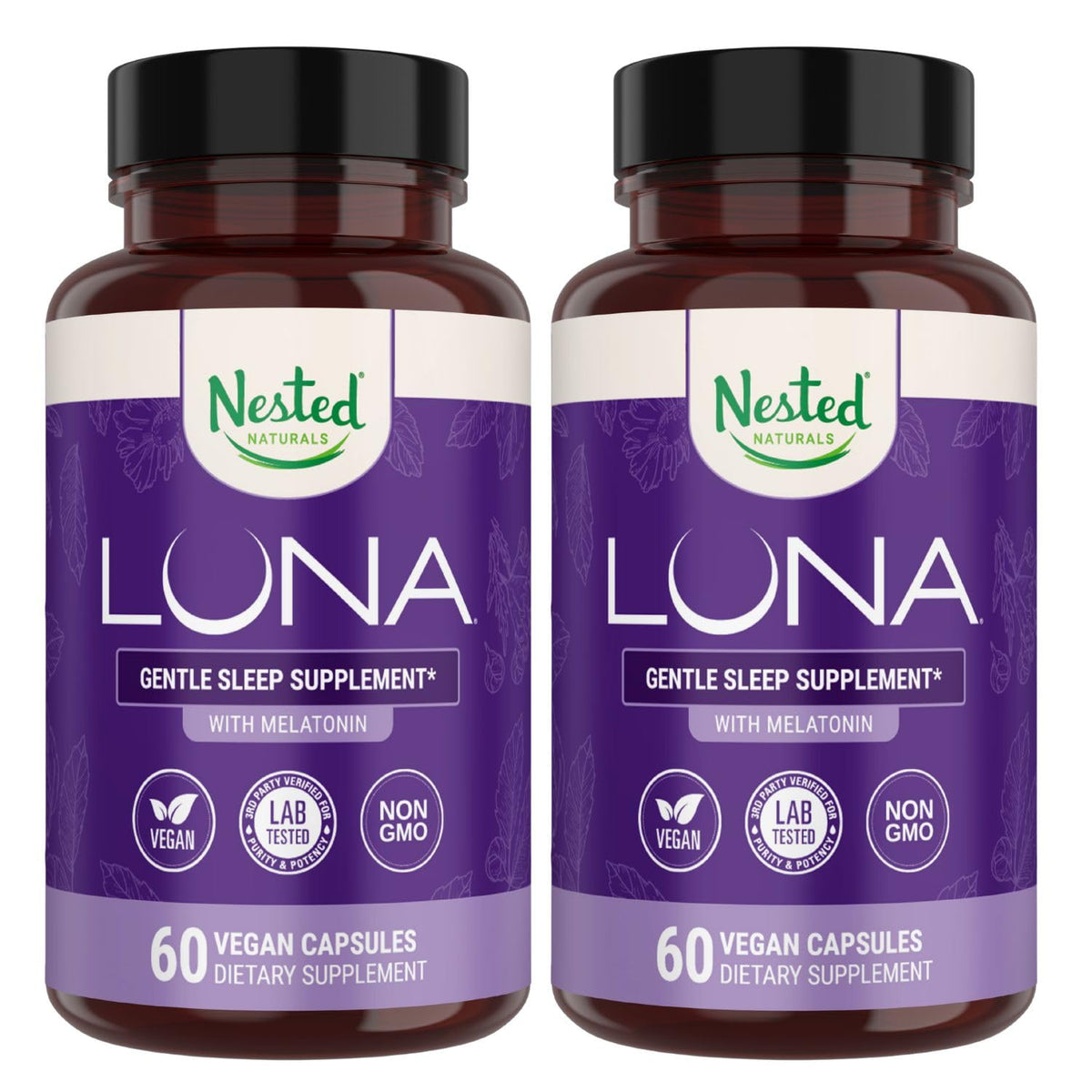 Luna Complément Alimentaire de Nested Naturals, 120 capsules végétales, vue de face