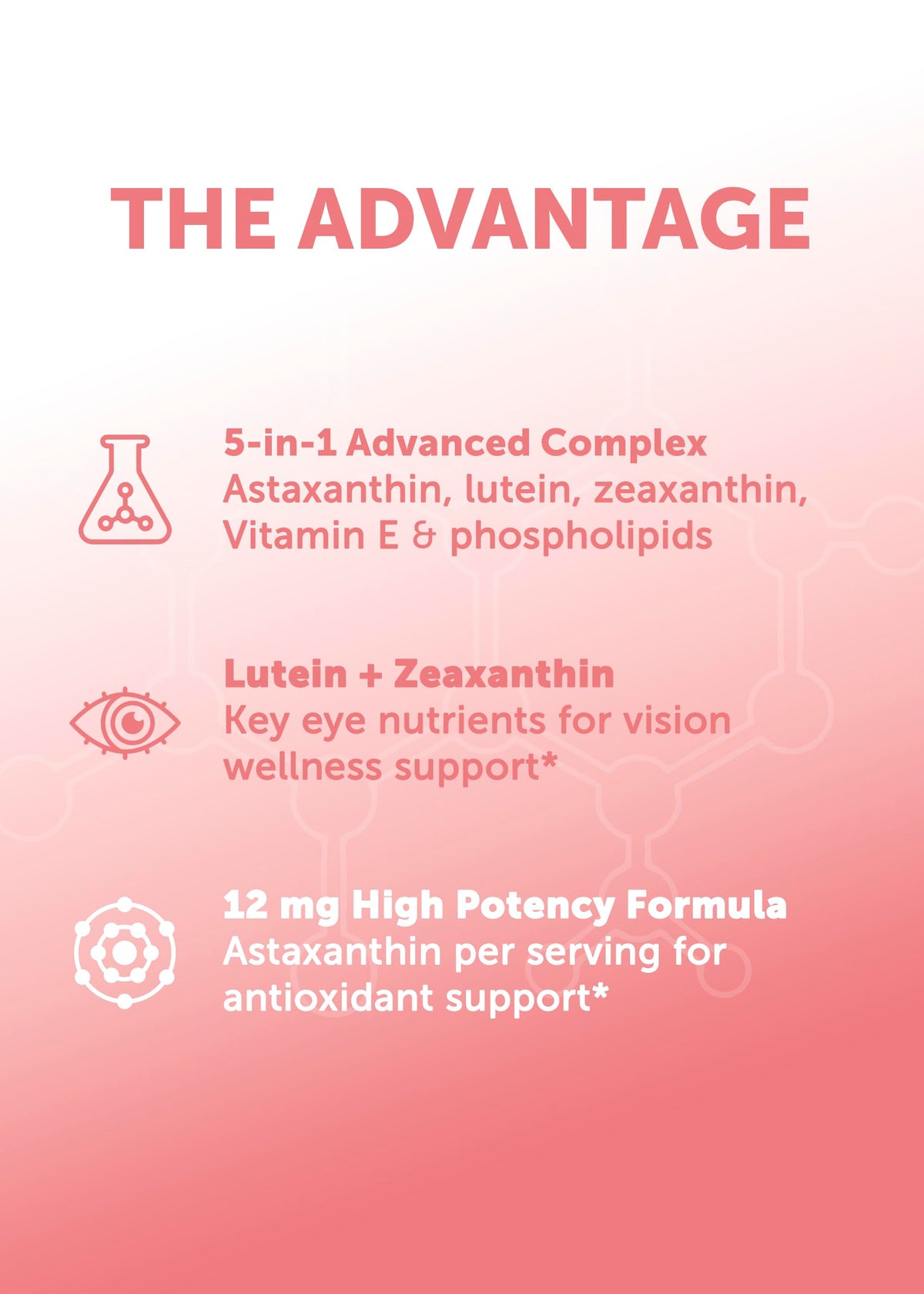 Lunakai Astaxanthine 12mg avec des légumes frais en arrière-plan
