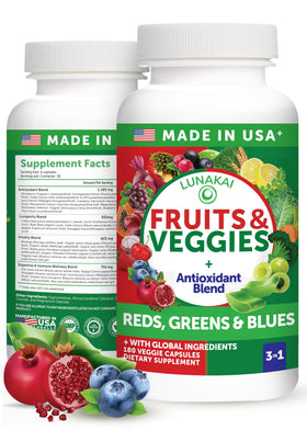 Lunakai complément alimentaire fruits et légumes 180 capsules vue de face