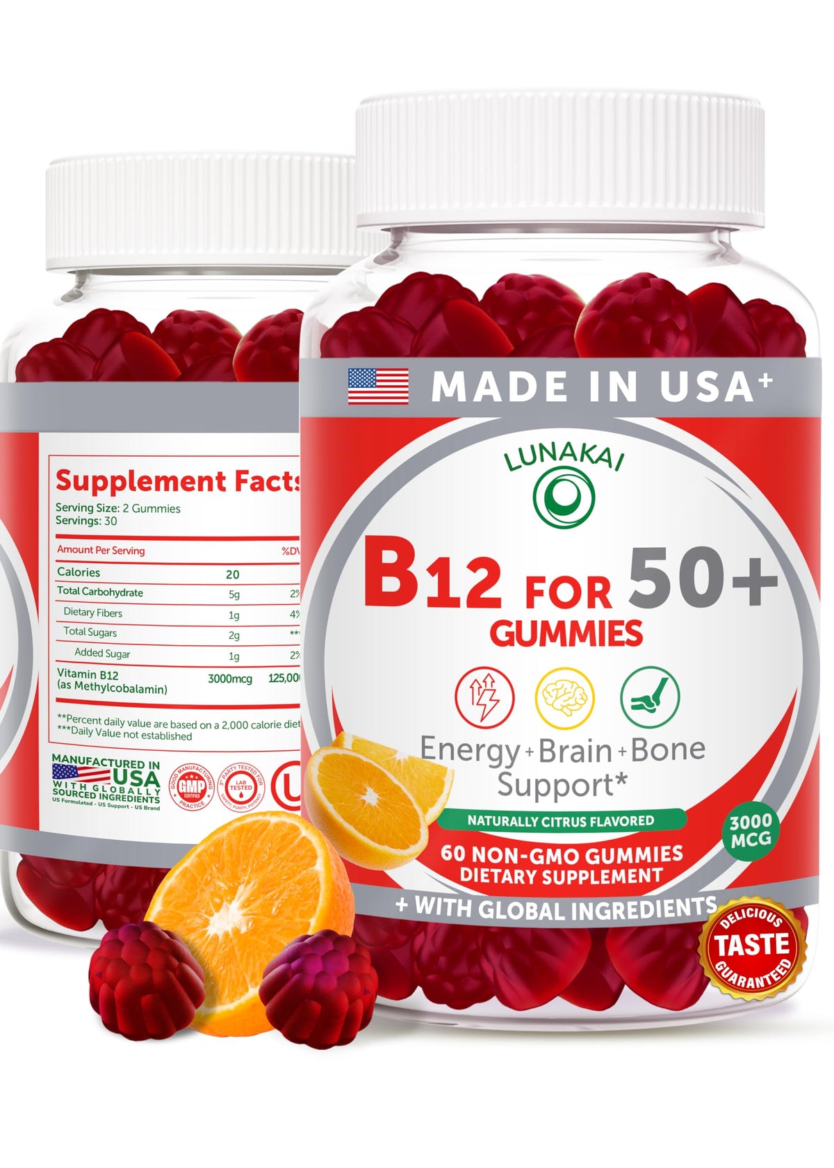 Lunakai Gummies B12 3000mcg bouteille vue de face