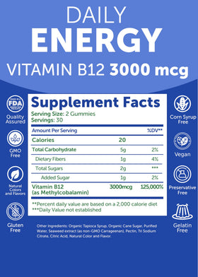 Lunakai Gummies B12 sur table avec verre d'eau