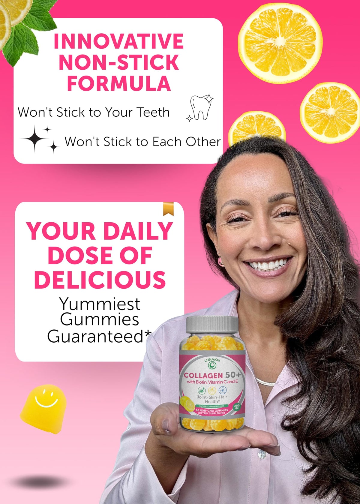Lunakai Gummies de Collagène pour Adultes, gummies dans une main