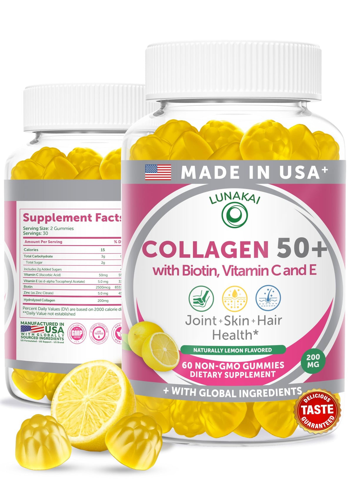 Lunakai Gummies de Collagène pour Adultes vue de face avec emballage