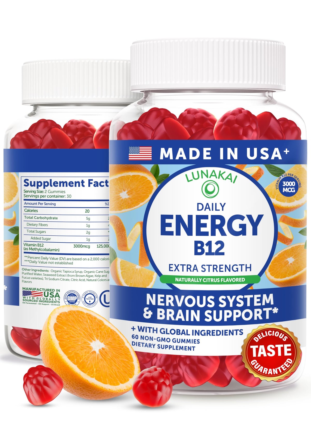 Lunakai Gummies Énergétiques Végans B12 60ct vue de face