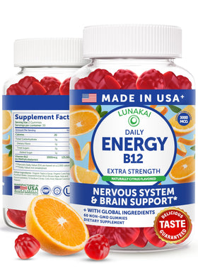 Lunakai Gummies Énergétiques Végans B12 60ct vue de face